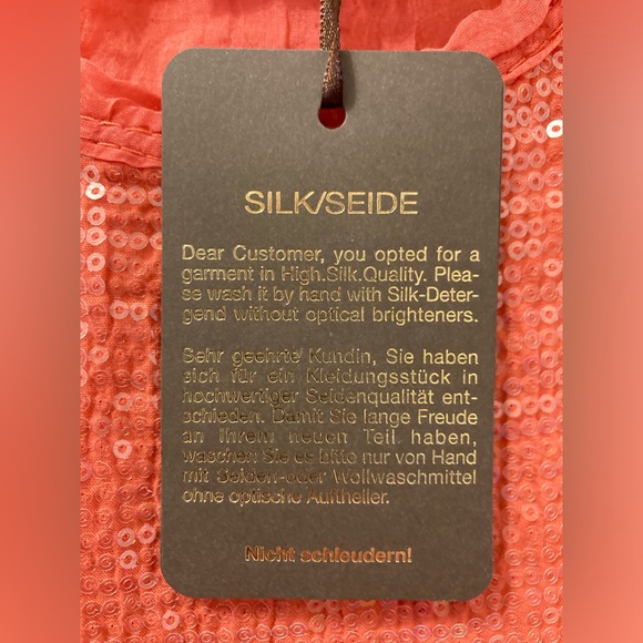 100% silk racerback pink/coral a-line dress with sequins - Picture 4 of 10